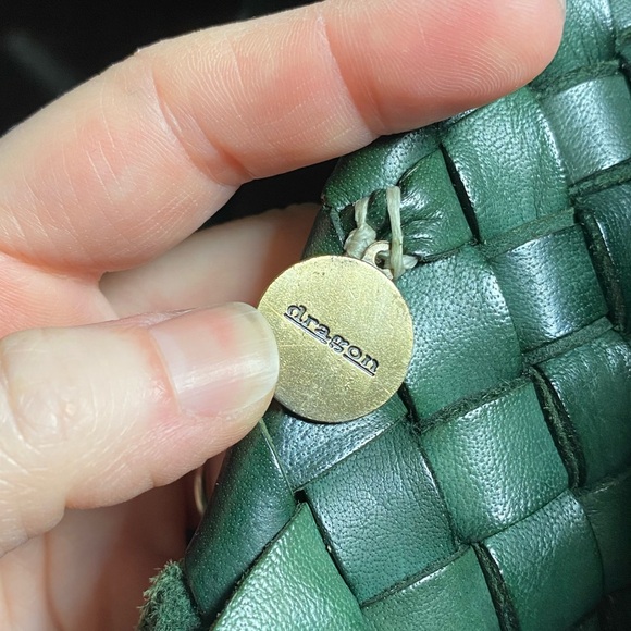 Dragon Diffusion Egola forest Green Woven Leather Tote - Picture 11 of 15